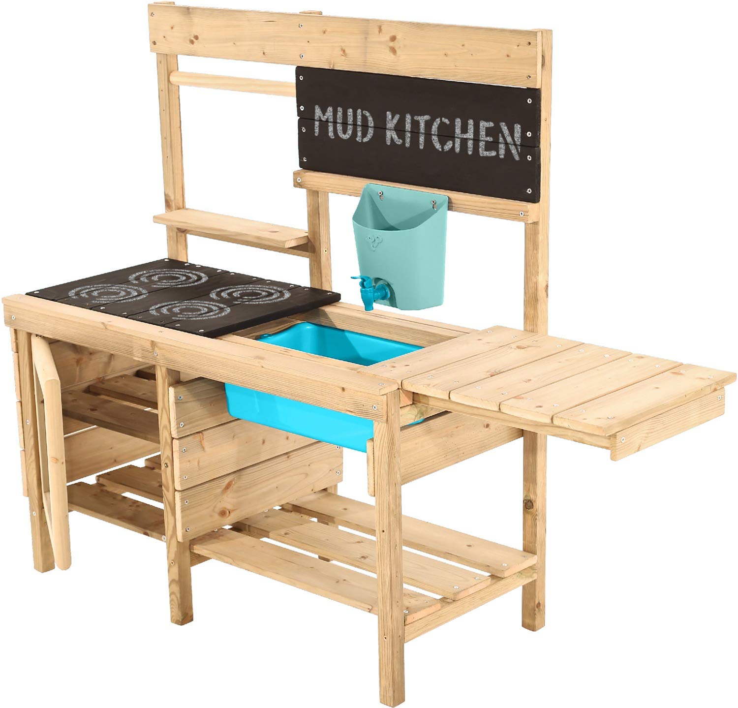 TP Toys Wooden Mud Kitchen - Outdoor Pretend Play Muddy Madness Playset for Kids, Natural Wooden Toy with Sink & Stove, 43x96x108cm (398) - Perfect for Backyard, Garden & Outdoor Imaginative Play