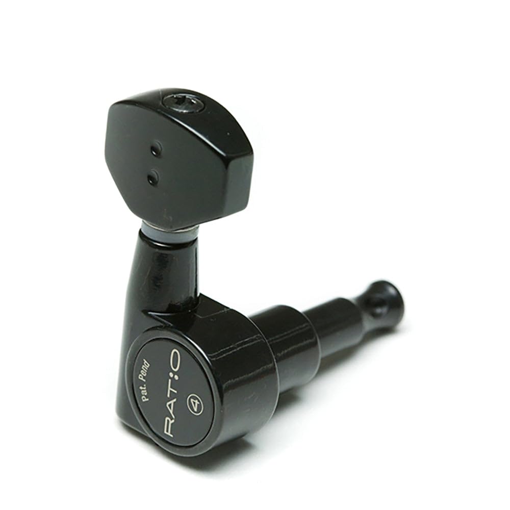 Graph Tech PRN-2721-B0 Ratio 6 In-Line Electric Guitar 2-Pin Machine Heads - Mini Contemporary Style in Black | Premium Guitar Tuning Pegs for Electric Guitars | Perfect for Stage Performance and Studio Recording