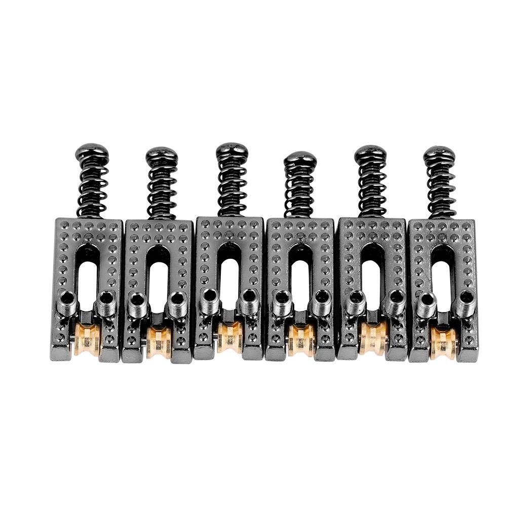 Electric Guitar Saddle - 6 Roller Bridge Saddles for Electric Guitar (Black) | Premium Guitar Accessories for Smooth String Action & Enhanced Playability | Perfect for Rock, Blues & Metal Performances