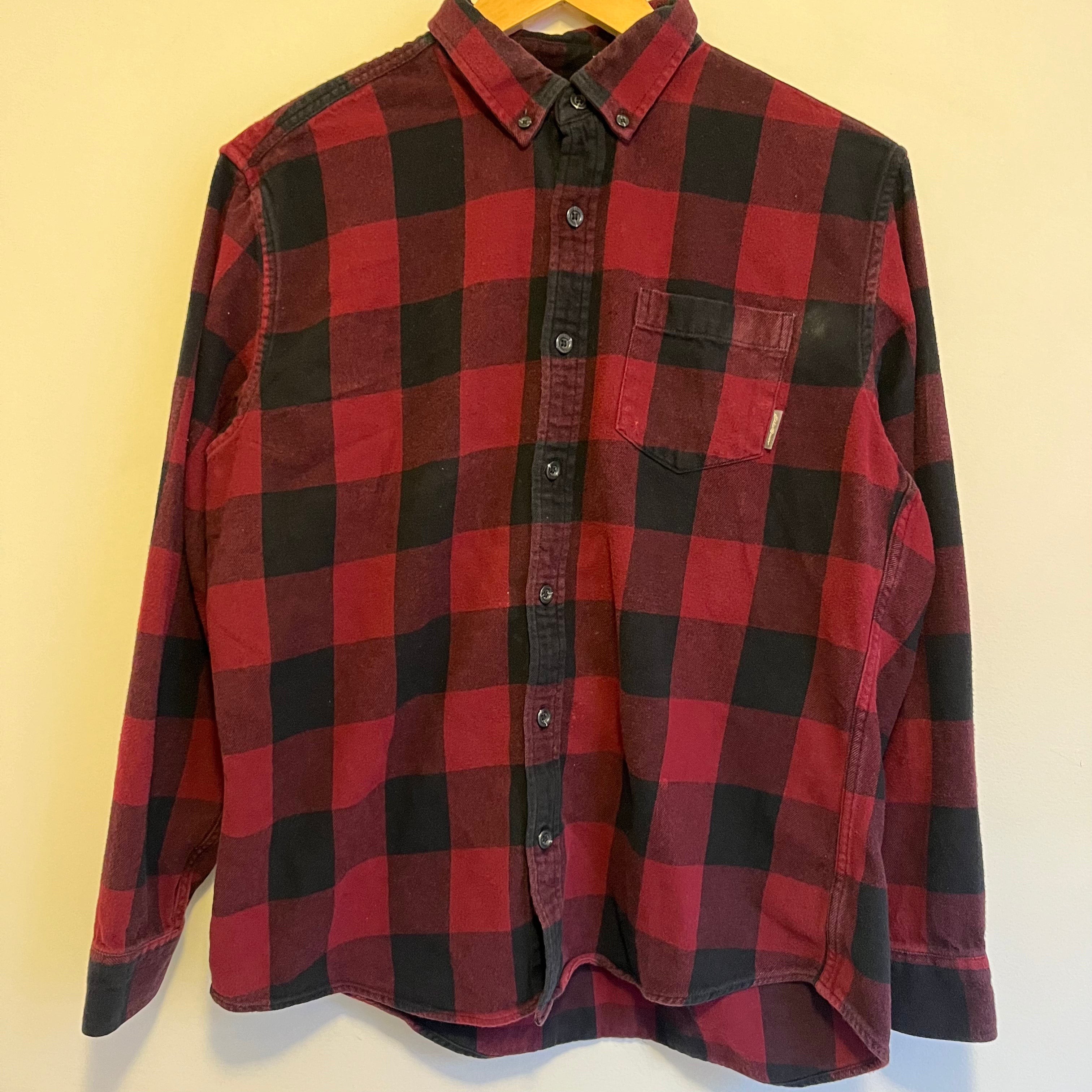 Premium Burgundy Flannel Shirt for Men - Soft & Comfortable Plaid Button-Down - Casual & Outdoor Wear for Fall & Winter