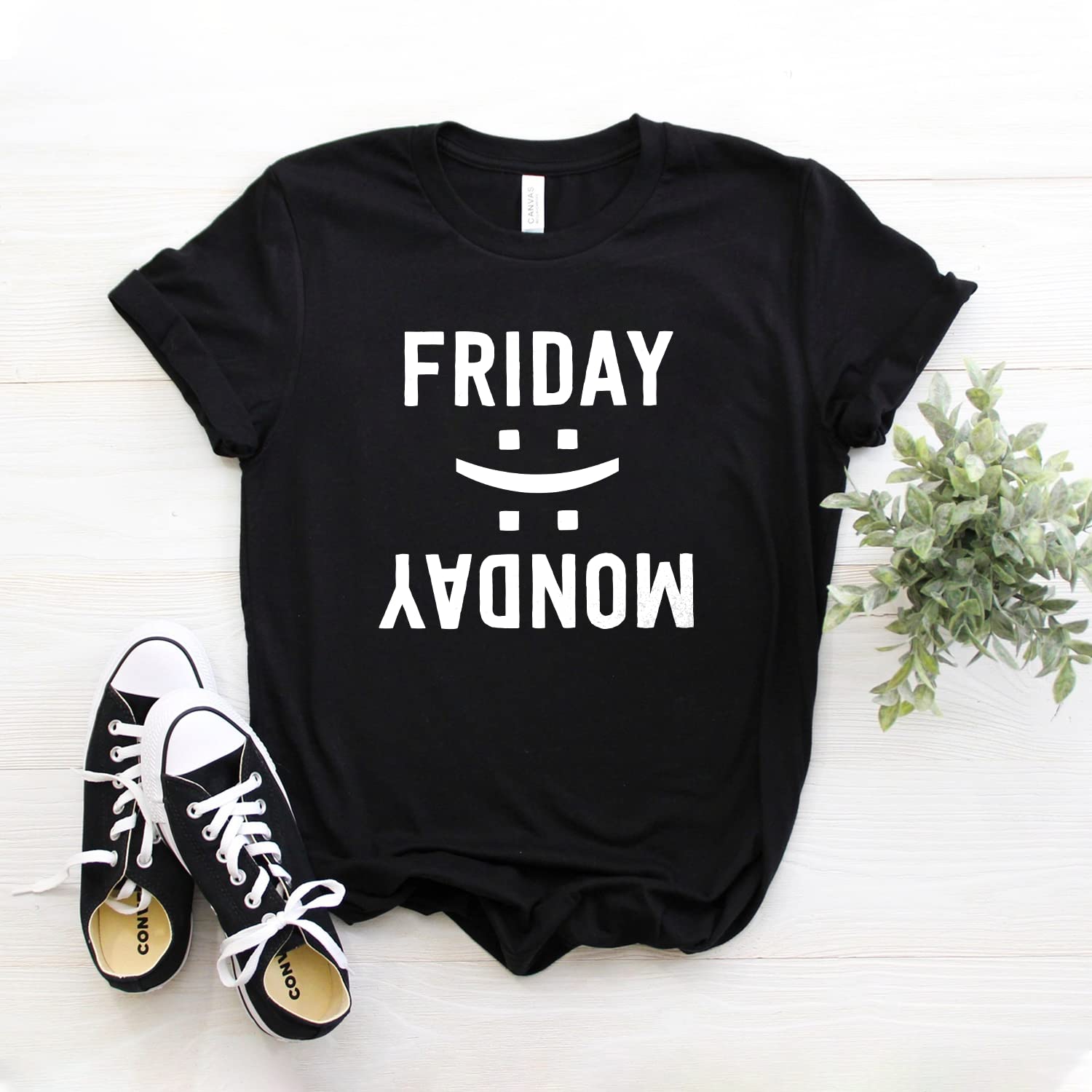Friday Monday Shirt - Funny TGIF Weekend Tee - Cute Friyay Saying Unisex T-Shirt for Casual Wear, Parties & Relaxing