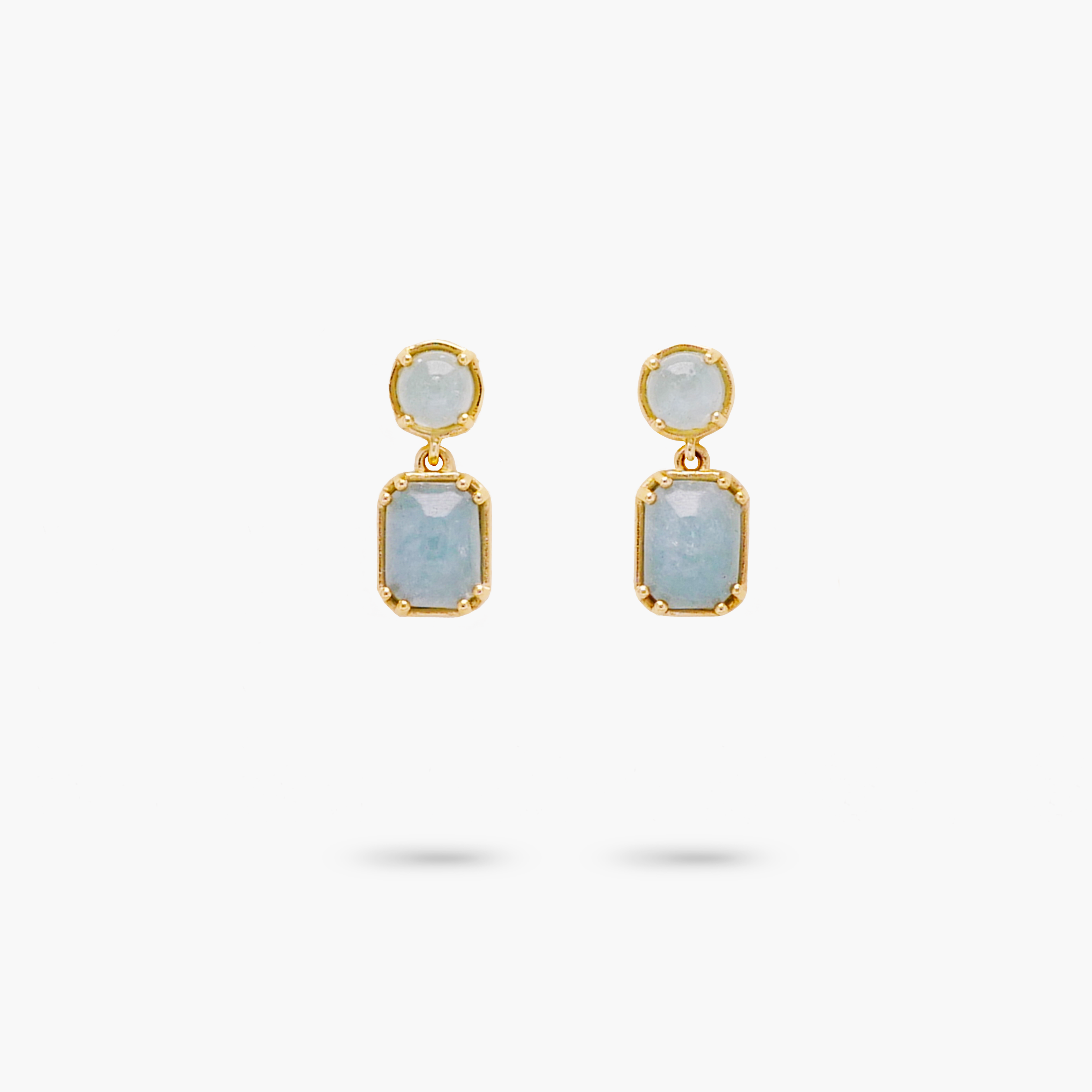 Amare Wear Petite Aquamarine Dangle Earrings for Women - Elegant Light Blue Gemstone Jewelry - Perfect for Weddings, Parties & Everyday Wear