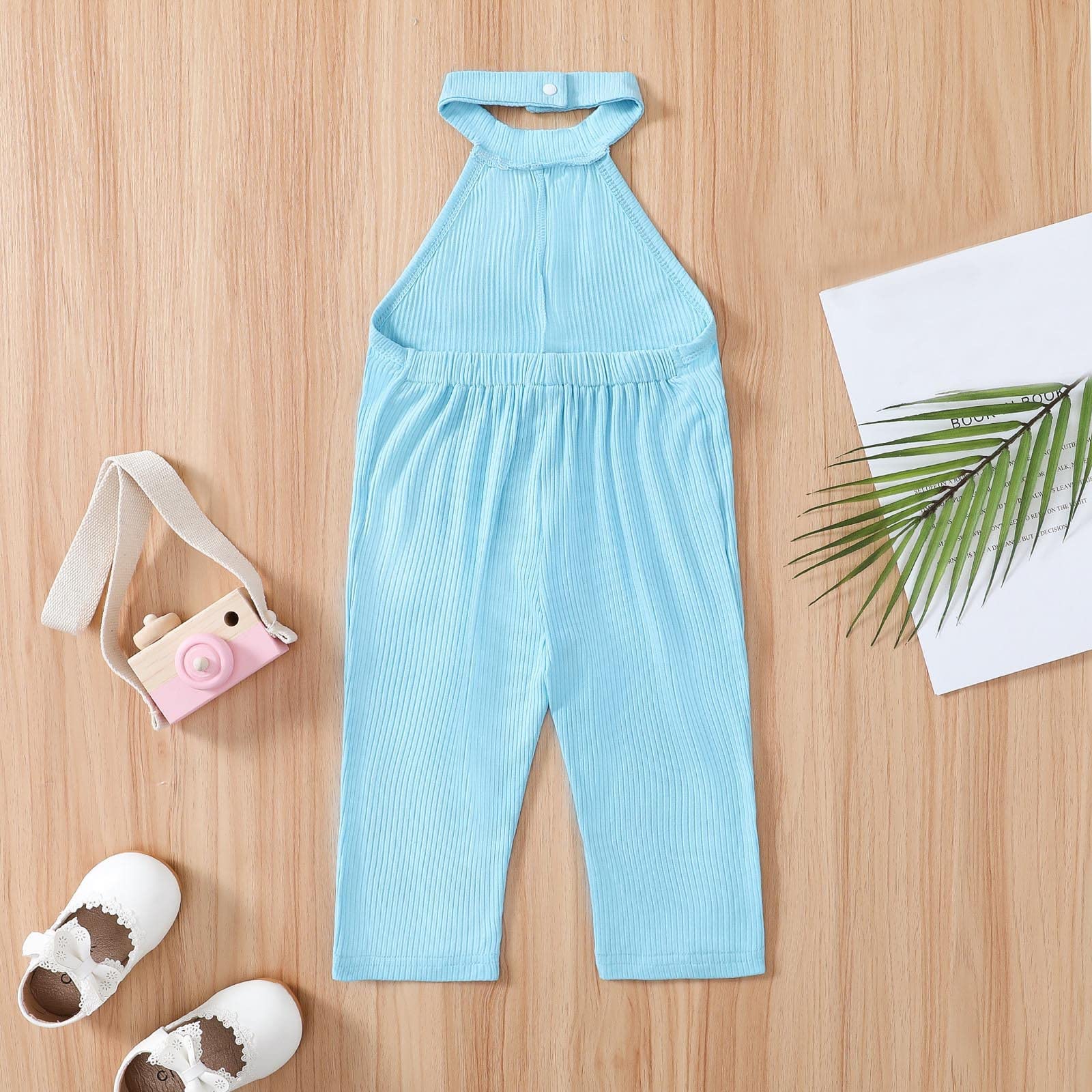 Baby Girls Summer Rompers - Toddler Sleeveless Jumpsuit with Ribbed Backless Design | Casual & Comfortable Loose Fit Outfits for Playtime, Beach, and Outdoor Activities