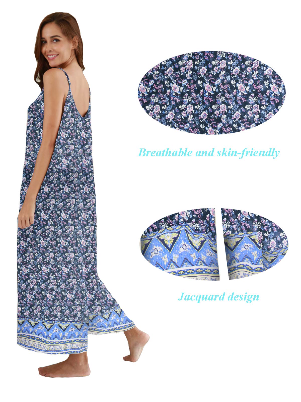 Wexcen Women's Floral Wide Leg Jumpsuit - Spaghetti Strap Sleeveless Romper with Pockets | Casual Loose Fit Bohemian Style for Summer Outings, Beach Vacations & Music Festivals