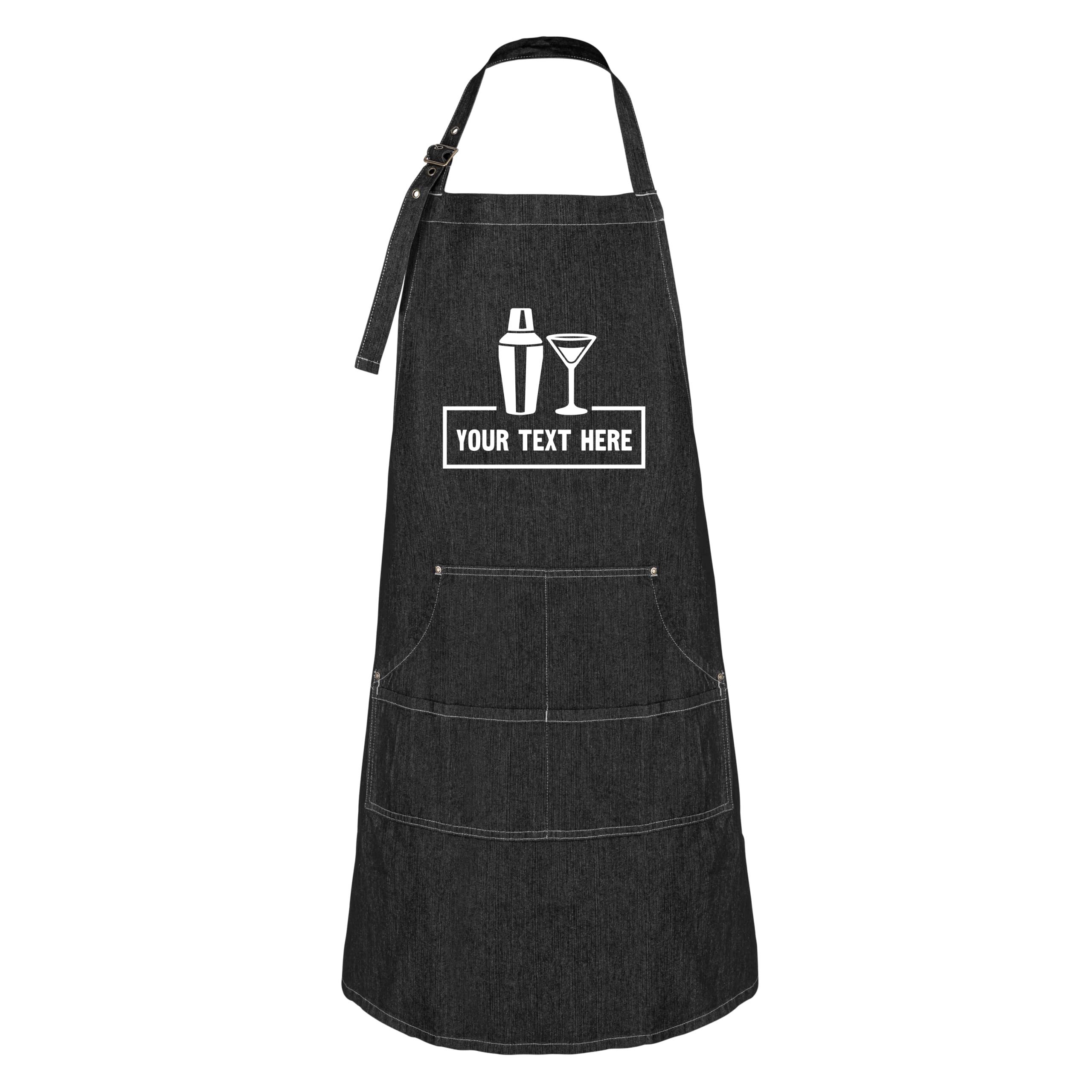 Custom Denim Bartender Apron with Pockets for Men & Women - Personalized Kitchen & Bar Apron - Ideal Bartending Gift for Chefs, Mixologists & Home Cooks