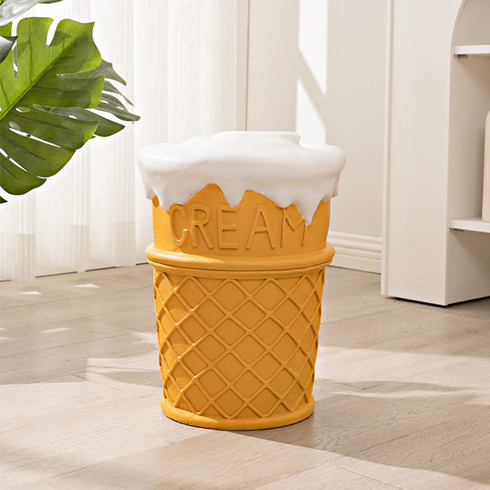 Soft Resin Retro Fun Simulated Food Shoe Changing Stool - Cute Ice Cream Design Home Decor for Hallway, Office, Lounge & Dorm - Perfect for Small Spaces & Quick Shoe Changes