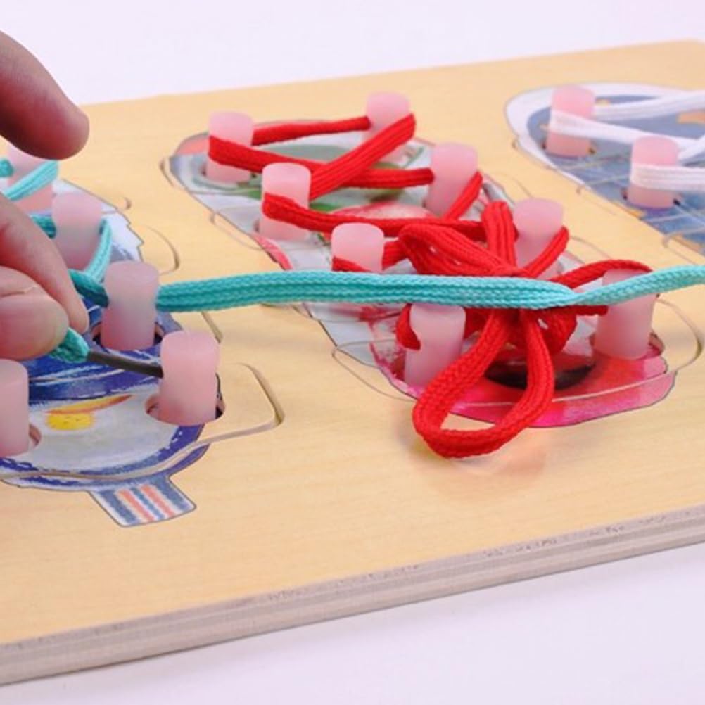 Wooden Lacing Shoe Toy - Learn to Tie Shoelaces Educational Kit for Kids | Montessori Toddler Learning Toy for Fine Motor Skills | Perfect for Preschool, Daycare & Homeschooling Activities