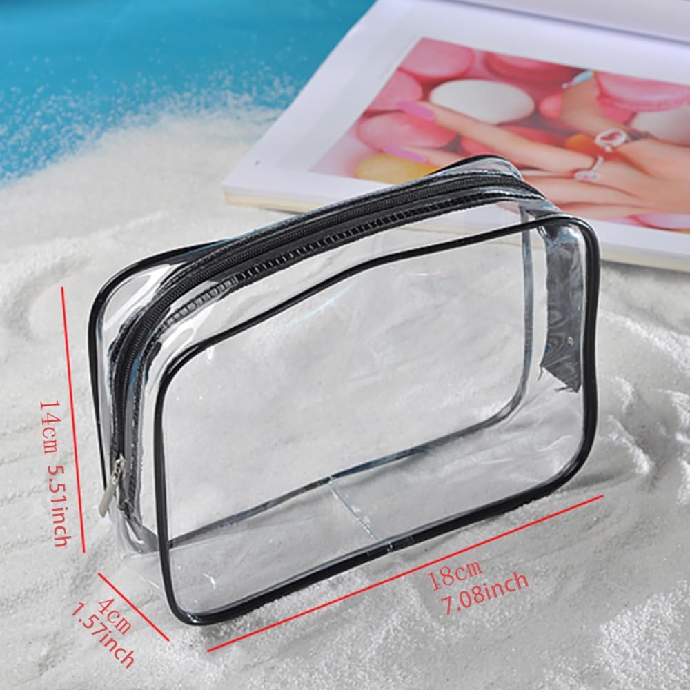 TSA Approved Clear Travel Toiletry Bag - Quart Size Waterproof Cosmetic & Makeup Organizer for Carry-On Luggage | Perfect for Airports, Airlines & Weekend Getaways (Black) - Ideal for Women & Men Travel Essentials