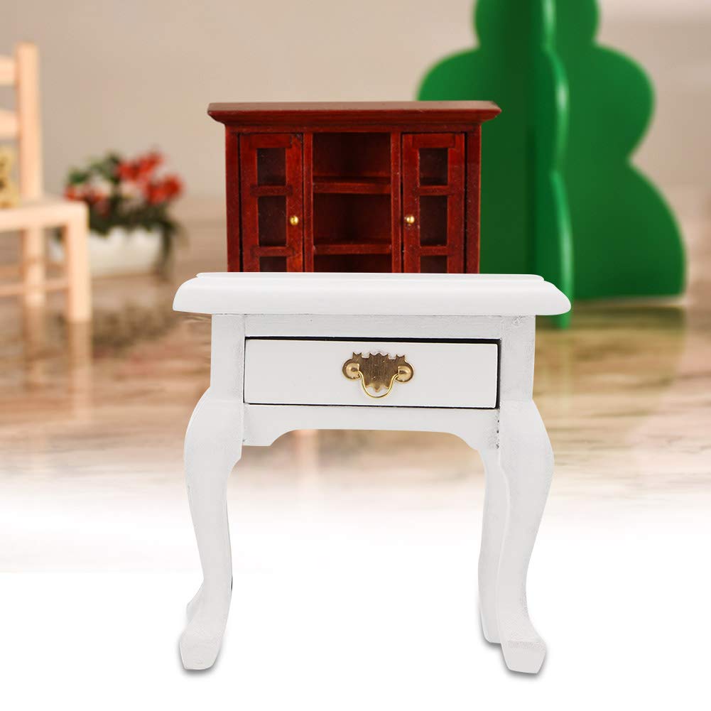 1:12 Scale Miniature Dollhouse Nightstand with Drawer - Realistic Wooden End Table for Dollhouse Accessories, Kids Gift & Collectibles | Perfect for Dollhouse Decor, Miniature Scenes & Children's Playtime