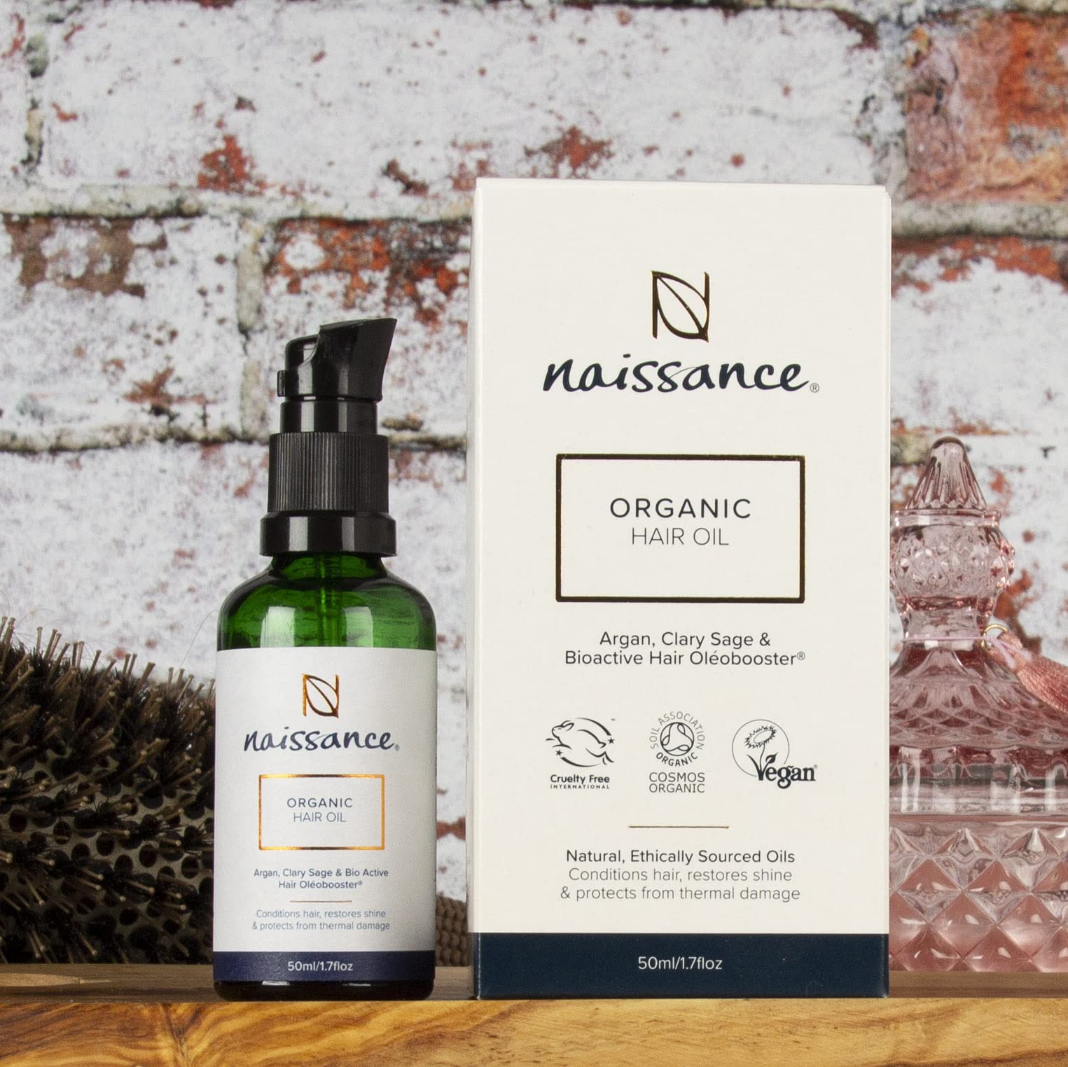 **Naissance Certified Organic Argan Hair Oil 50ml - Nourishing Serum for Hair Growth & Repair - Natural Treatment for Dry, Damaged, Frizzy Hair - Restores Shine & Heat Protection - Travel Size for Men & Women - Perfect for Daily Hair Care, Salon Treatments & On-the-Go Use**