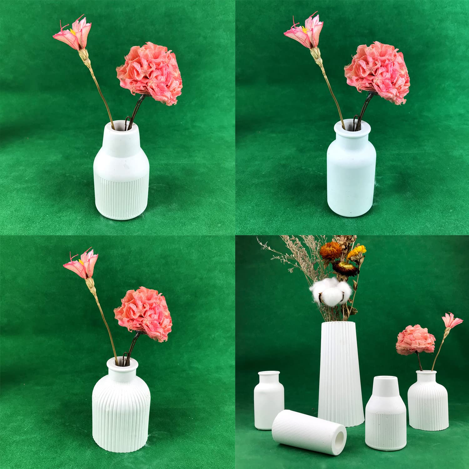 Woohome 4-Piece Silicone Vase Molds for Epoxy Resin Casting - DIY Flower Containers, Makeup Brush Holders, Pen Organizers & Home Decor - Perfect for Crafting, Wedding Centerpieces & Office Desk Decorations