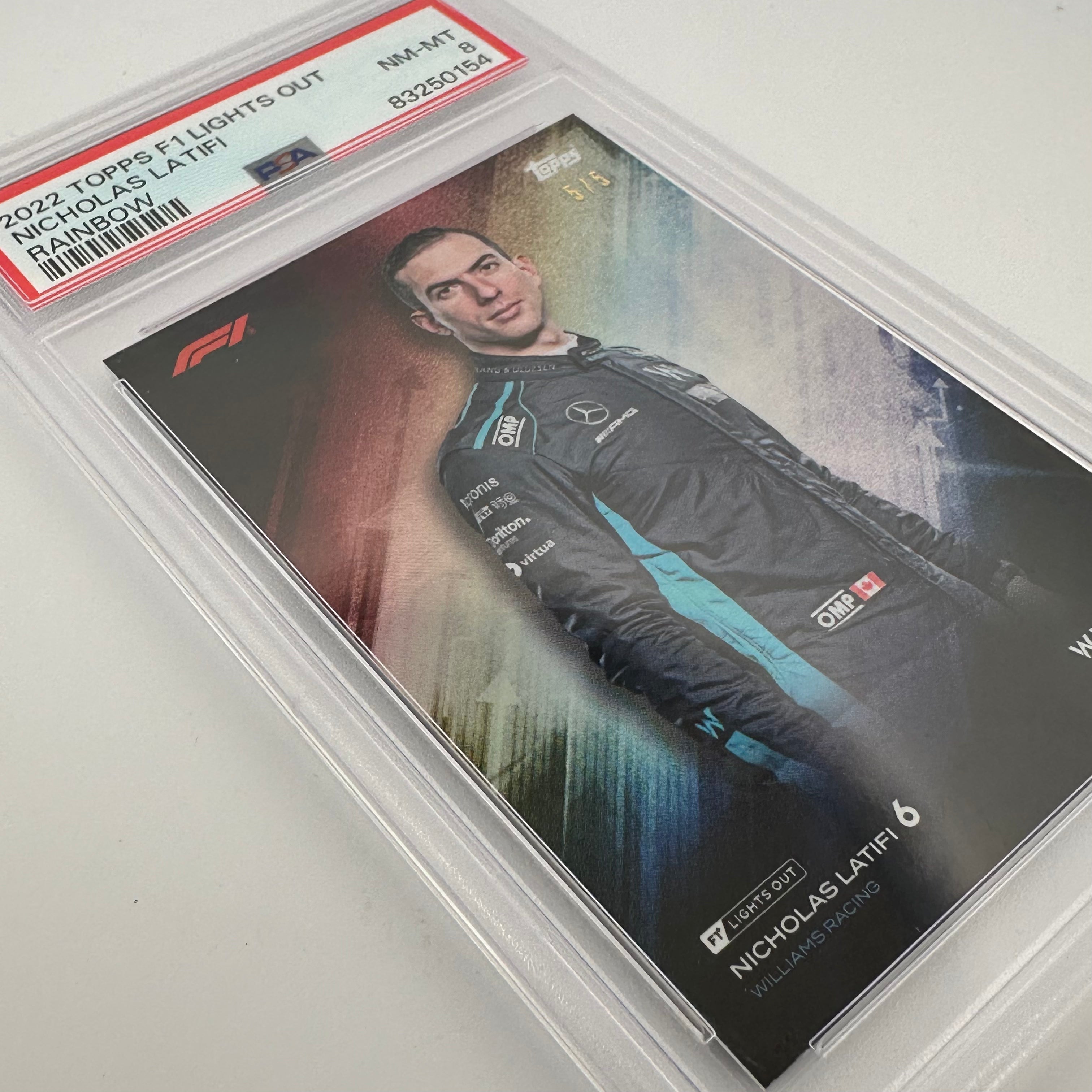 PSA 8 Graded Nicholas Latifi Rainbow Parallel 5/5 - Rare Trading Card for Collectors & Sports Memorabilia Enthusiasts - Perfect for Display, Investment & Card Game Tournaments