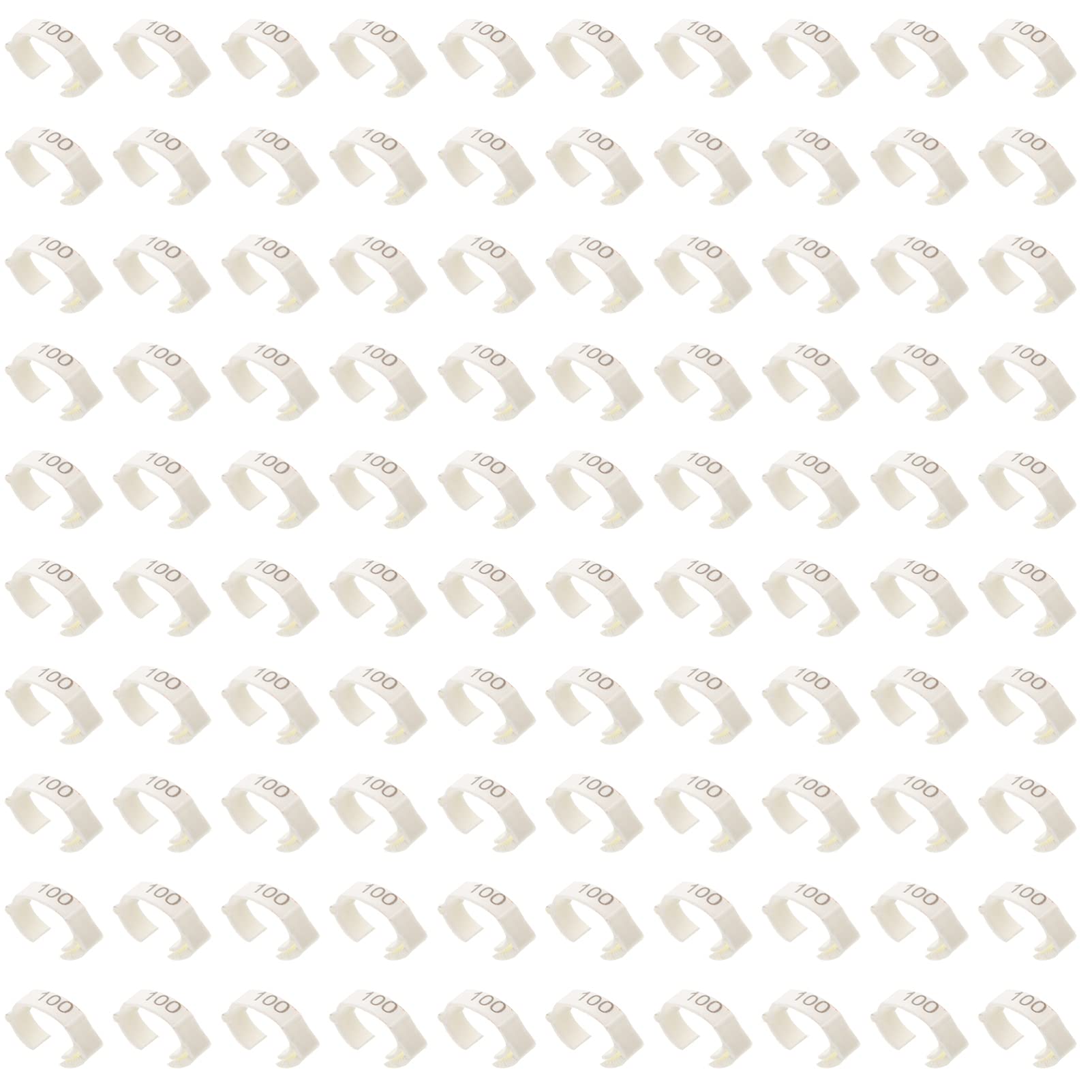 Balacoo 100pcs Chicken Foot Rings - Poultry Leg Bands for Chickens, Parrots & Quails | Durable Plastic Bird ID Tags | White Clamp Rings for Poultry Farming, Pet Tracking & Bird Identification | Perfect for Backyard Flocks, Aviaries & Small Animal Care