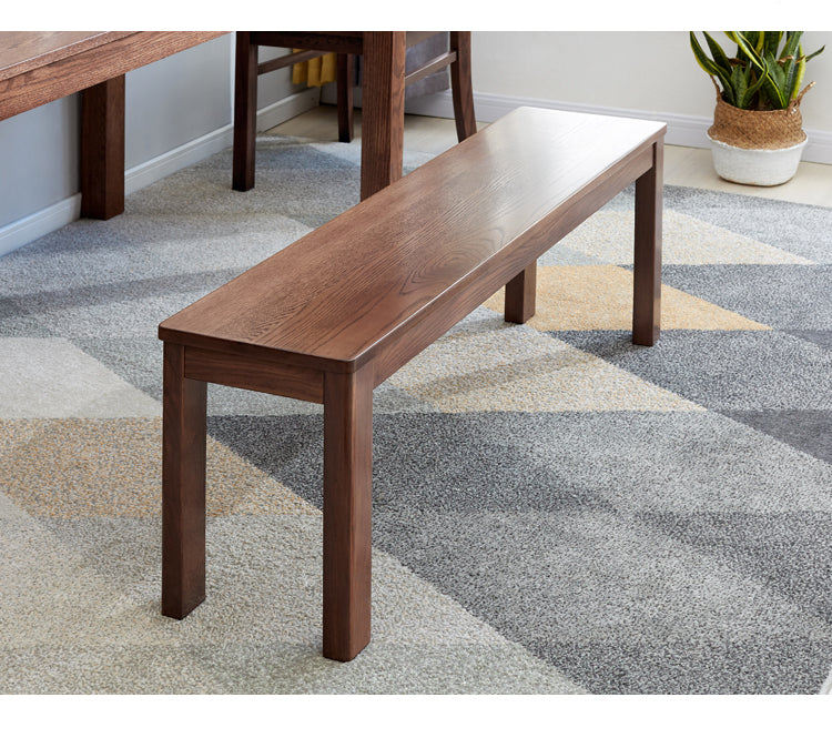Solid Oak & Black Walnut Nordic Style Long Bench - Rustic Wooden Entryway, Dining Room, or Bedroom Seating Furniture for Home Decor