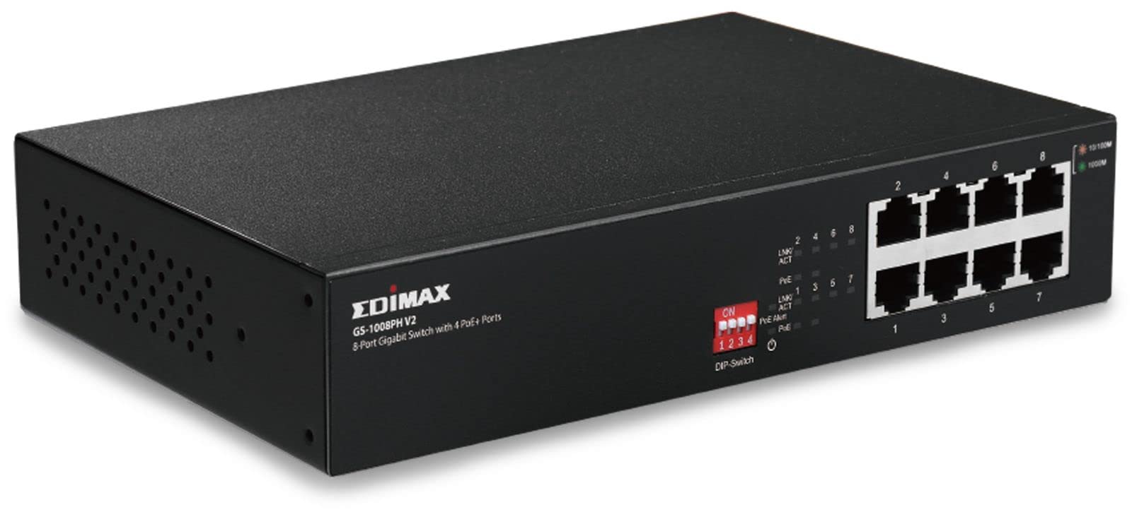 Edimax GS-1008PL V2 8-Port Gigabit PoE+ Network Switch - 8 x 10/100/1000Mbps Ports with 120W Power Budget - Ideal for Home Office, Small Business & IP Camera Setup