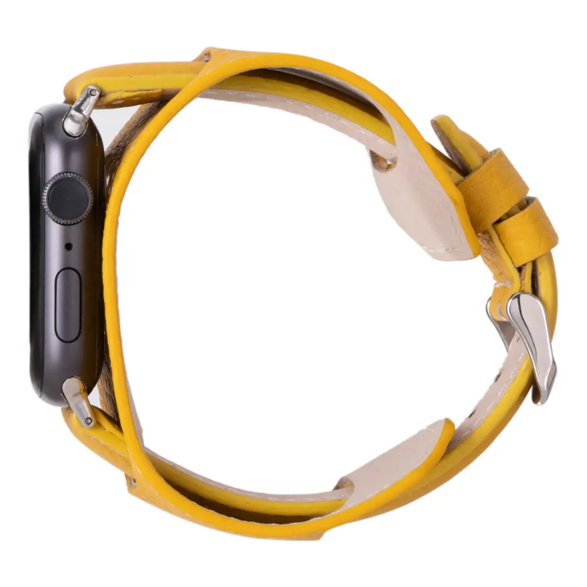 Premium Yellow Leather Cuff Strap for Apple Watch - Stylish & Durable Replacement Band for Work, Gym & Everyday Wear
