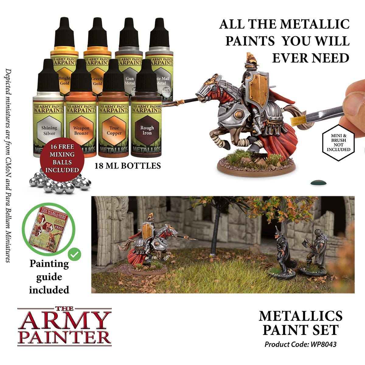 The Army Painter Metallic Paint Set - 8 Vibrant Metallic Acrylic Paints (18ml Dropper Bottles) for Miniature Painting, Warhammer, D&D Models & Tabletop Gaming - Includes Shining Gold Paint for Fantasy & Sci-Fi Miniatures