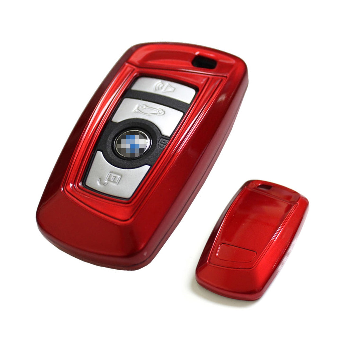 Premium Glossy Red Smart Key Fob Cover Replacement for BMW 1/3/4/5/6/7/X3 Series - Exact Fit, Durable Protection (Perfect for Daily Use, Gifts & Car Enthusiasts)