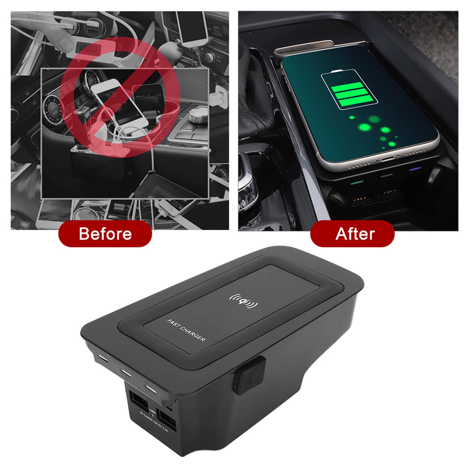 15W Fast Wireless Car Charger for iPhone & Samsung - Universal Qi Charging Pad for Volvo S60/V60/XC60/S90/V90/XC90 - Auto-Clamping Phone Holder for Safe Driving & Hands-Free Charging