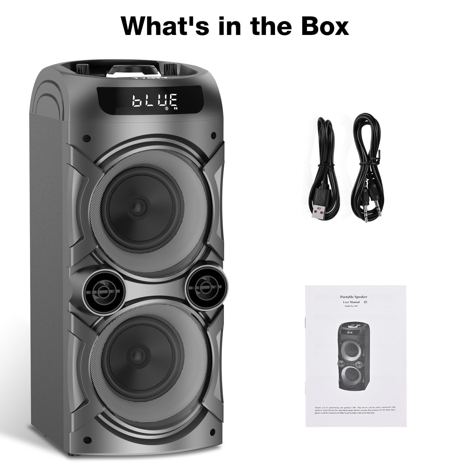 100W Portable Bluetooth Speaker - Powerful Wireless Boombox with TWS Pairing, Loud Stereo Sound & Deep Bass, Large Party Speaker with Subwoofer & LED Lights for Outdoor, Home, Camping, Beach, Pool Parties & Backyard Gatherings