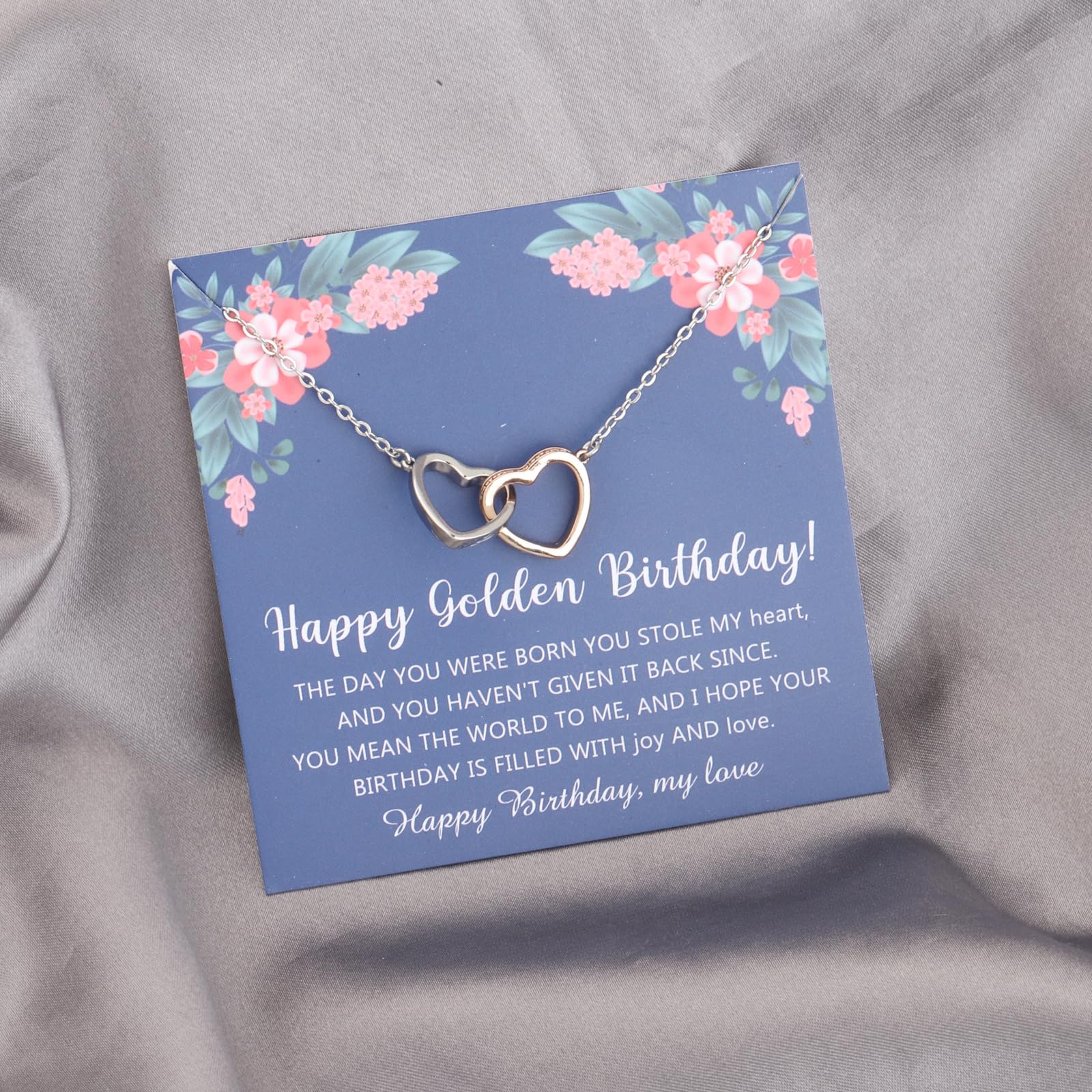 BLEOUK Golden Birthday Necklace with Engraved Message Card - Elegant 18K Gold Plated Jewelry Gift for Women, Wife, Daughter, Sister | Perfect for Golden Birthday Celebrations, Anniversary & Special Occasions