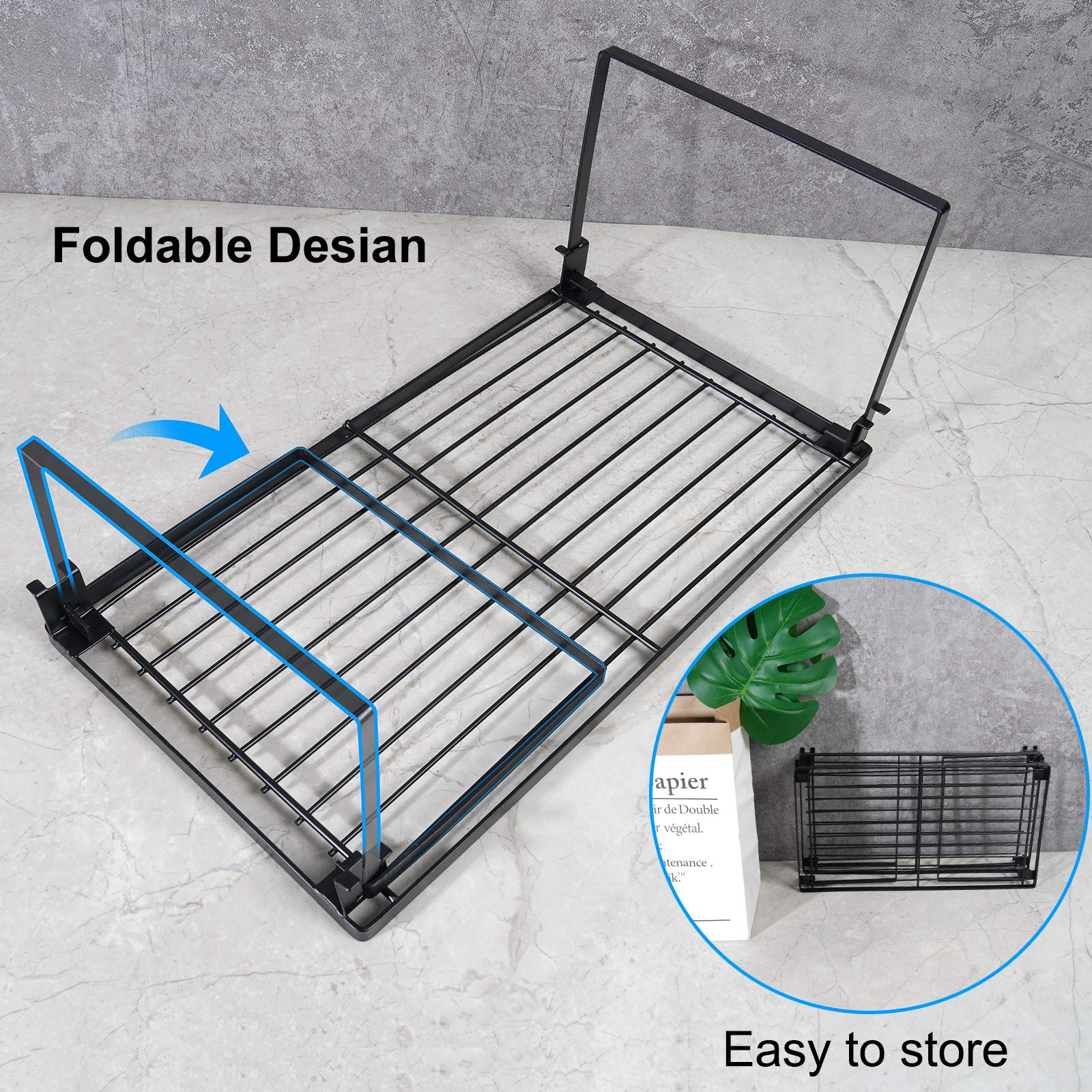 Tomorotec 2-Pack Stackable Kitchen Storage Shelf Rack - Foldable Spice Rack Cabinet Organizer for Counter & Cabinet, Perfect for Pantry, Bathroom, and Office Organization