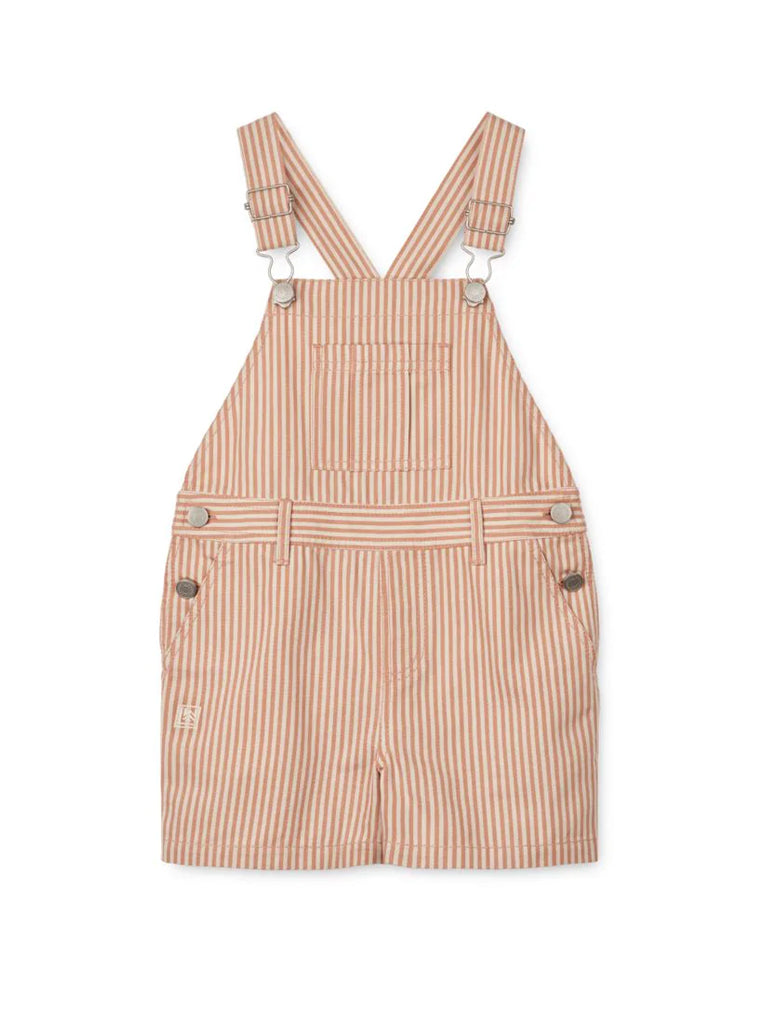 Liewood Venedict Stripe Dungaree Overalls - Baby & Toddler Denim Jumpsuit in Tuscan Rose Sandy | Soft Cotton Playwear for Daycare & Outdoor Adventures