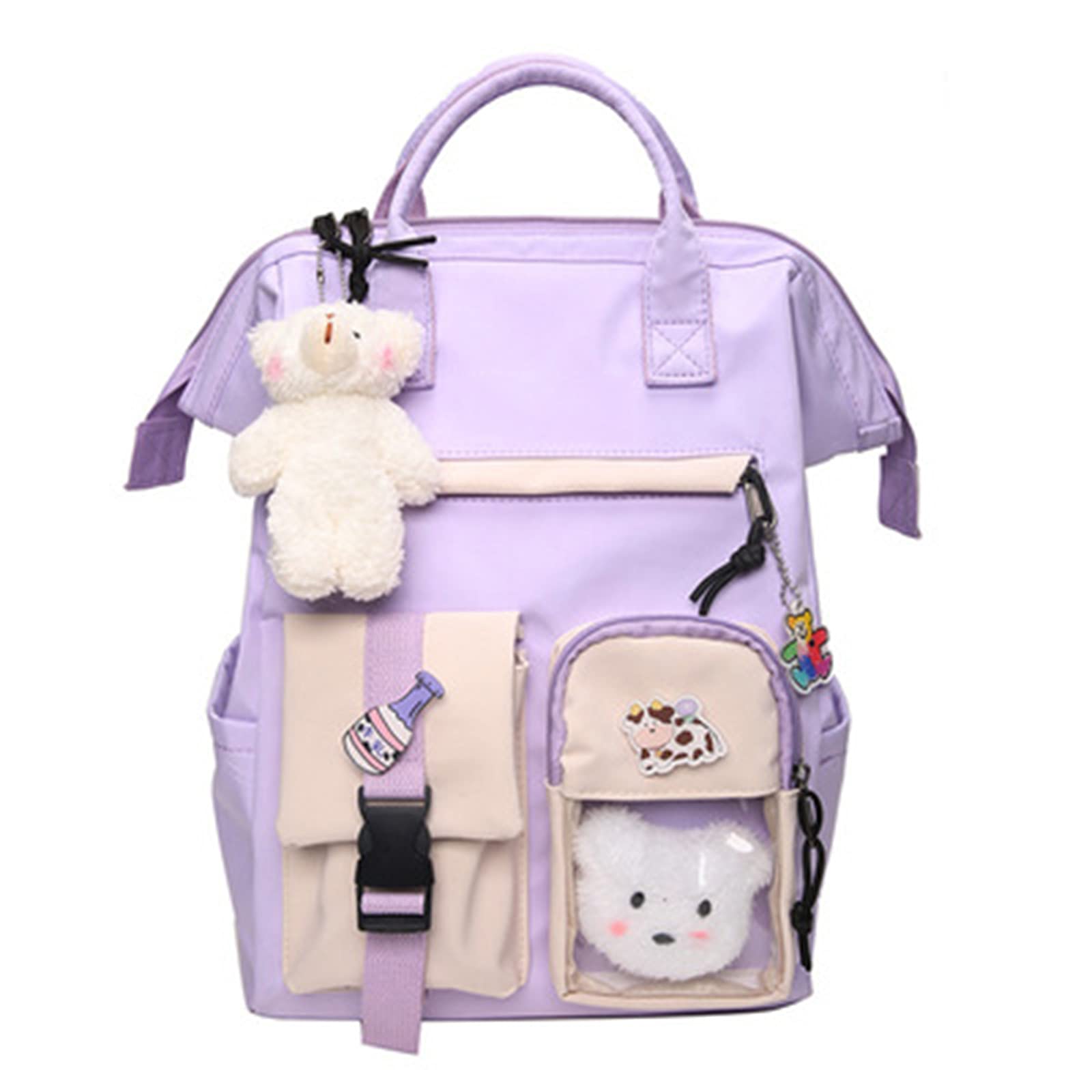Waterproof Floral School Backpack for Teen Girls - Cute Bookbag for Women, College & High School Students, Travel Daypack in Candy Colors (Purple) - Perfect for School, Travel & Casual Use