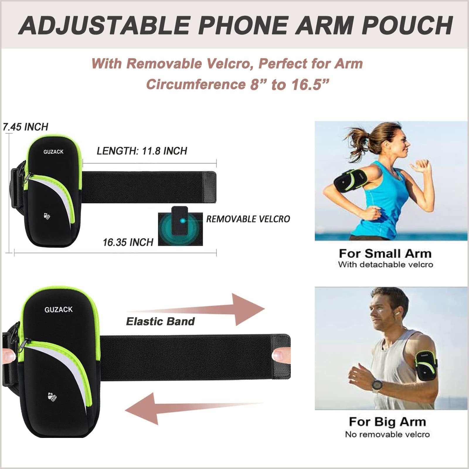 Running Armband Phone Holder - Adjustable Sports Armband for iPhone 15/14/13/12/11 Pro Max/XS/Plus & Samsung Galaxy/Pixel (Fits up to 6.9