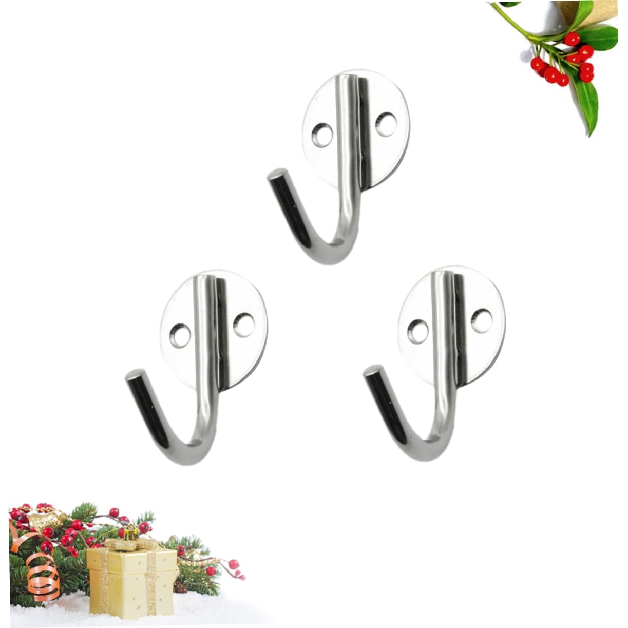 Stainless Steel Bathroom Wall Hooks - 3 Pack Heavy Duty Hangers for Towels, Robes & Coats - Rustproof Utility Hooks for Home, Kitchen, Garage & Dorm Organization