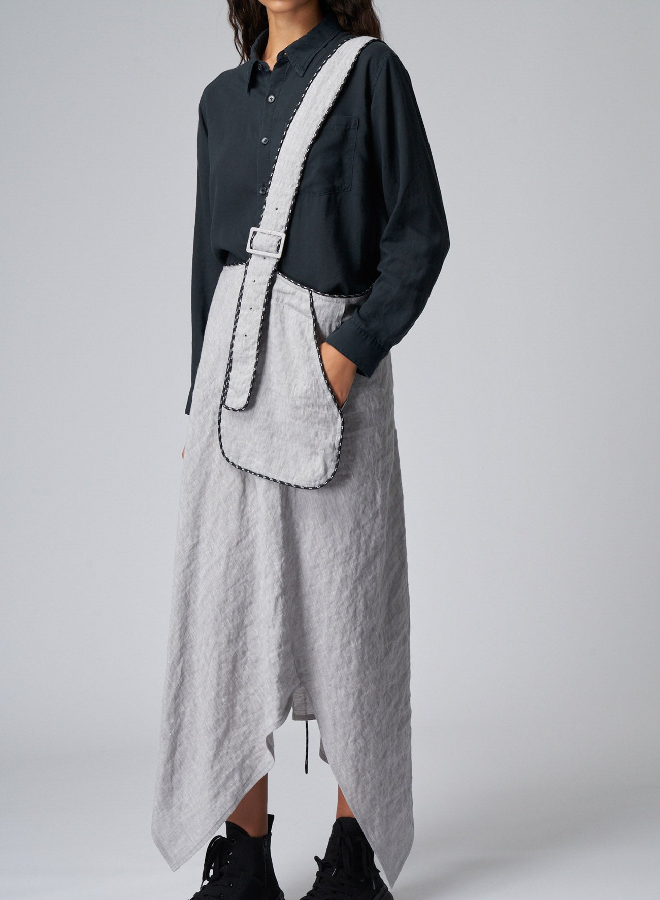 Breathable Linen Rayon Asymmetric Skirt with Adjustable Shoulder Strap | Summer Boho Beach Dress for Women
