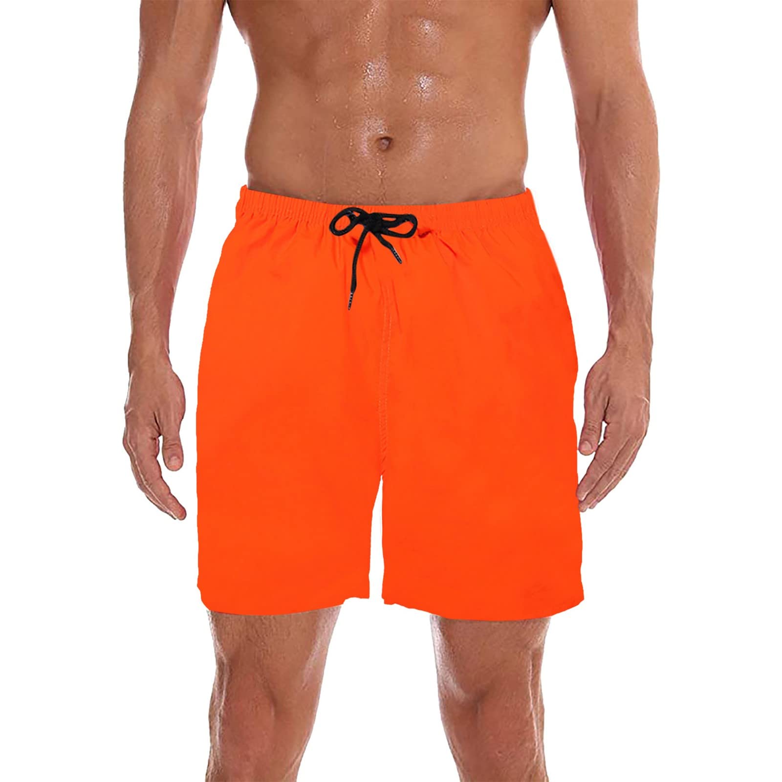 Men's Quick Dry Beach Shorts - Summer Gym Workout & Running Athletic Shorts with Pockets for Bodybuilding Training (Orange, Medium) | Perfect for Swimming, Jogging & Outdoor Activities