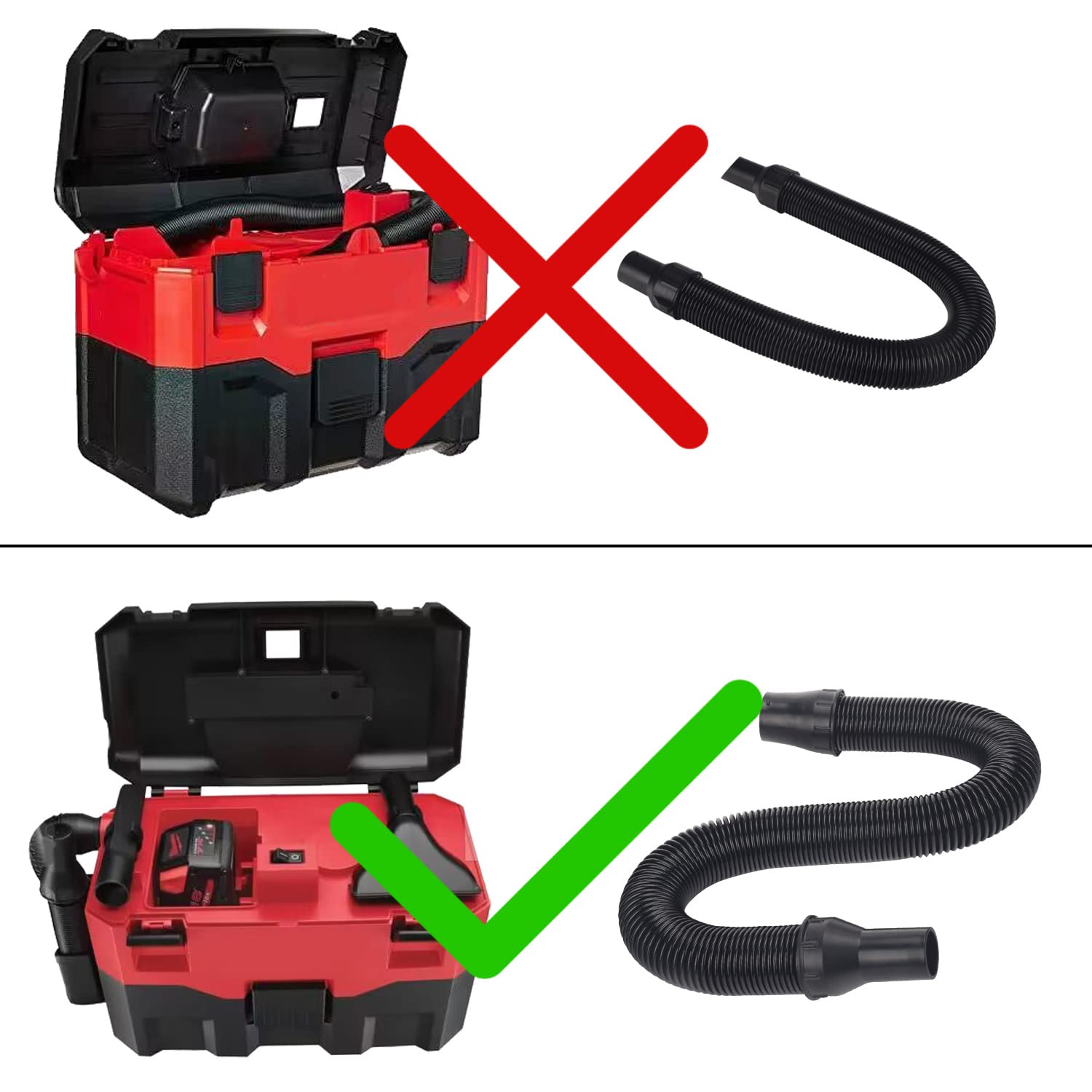 Milwaukee 0880-20 Vacuum Hose Replacement 14-37-0160 - Compatible with 18V Wet/Dry Vacuum Cleaner - Durable Vacuum Accessory for Home Cleaning, Workshop & Construction Sites