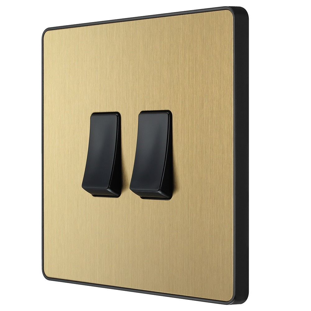 BG Evolve Satin Brass 2-Gang 2-Way Light Switch PCDSB42B - Perfect for Modern Home Lighting Control and Smart Switch Upgrades