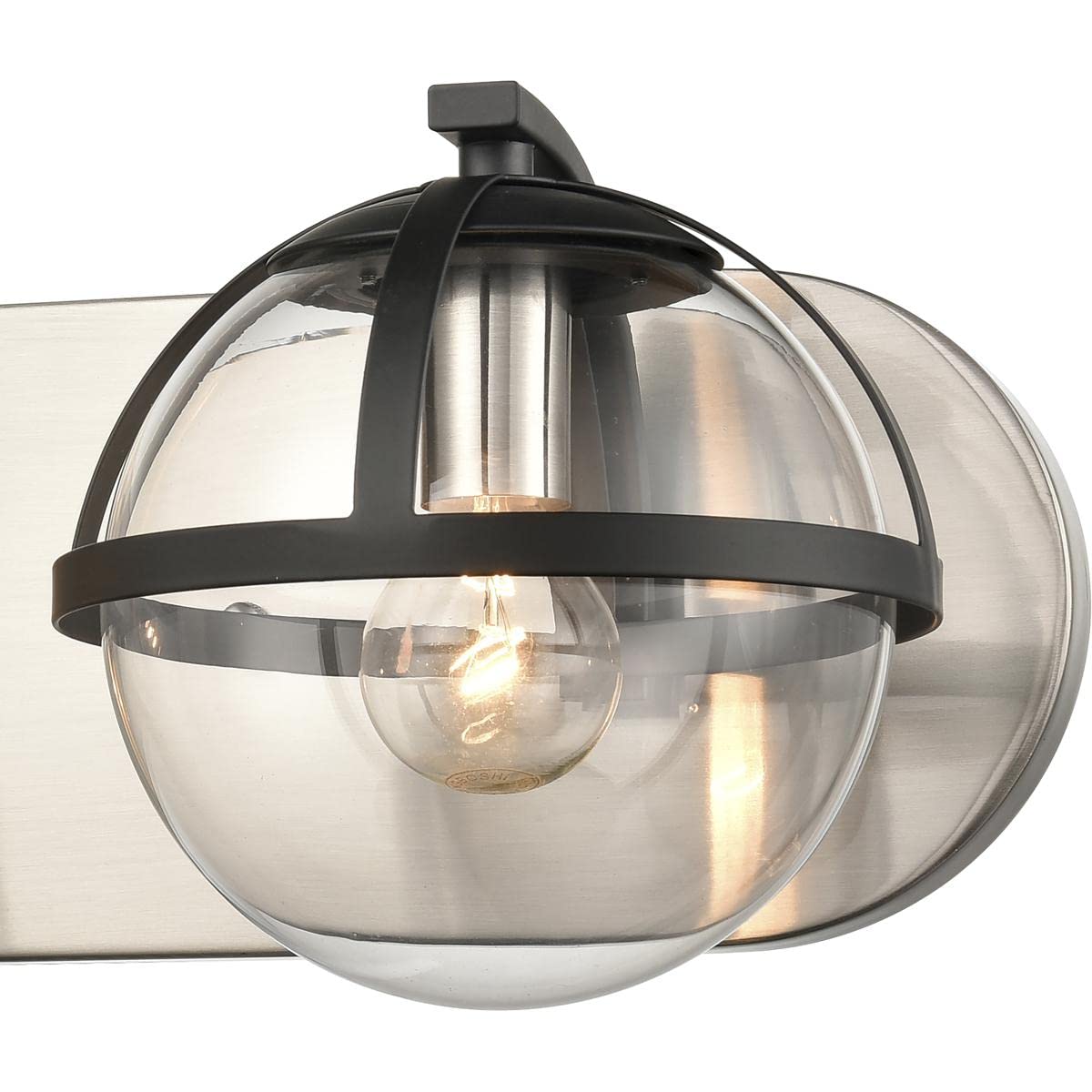 Elk Home Davenay 2-Light Vanity Bathroom Light Fixture in Satin Nickel Finish with Clear Glass Shades - Transitional Style for Bathroom Mirror Lighting and Vanity Makeup Area