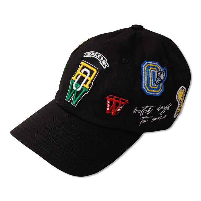 FIRST ROW Multi Patch Baseball Cap - Stylish Black Adjustable Hat for Men & Women | Perfect for Outdoor Sports, Casual Wear & Fashion Accessories