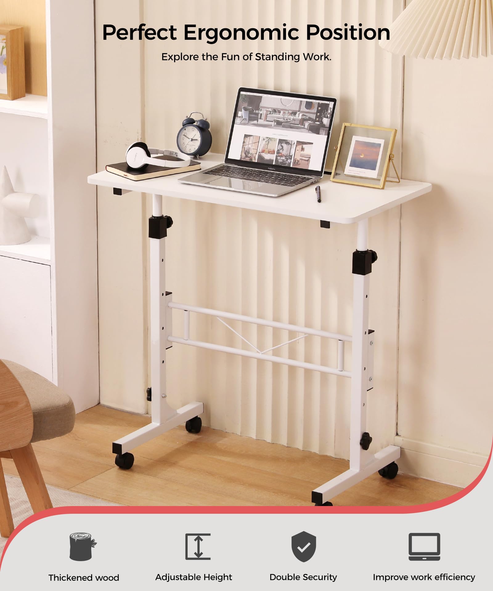 Adjustable Height Standing Desk with Wheels - 16