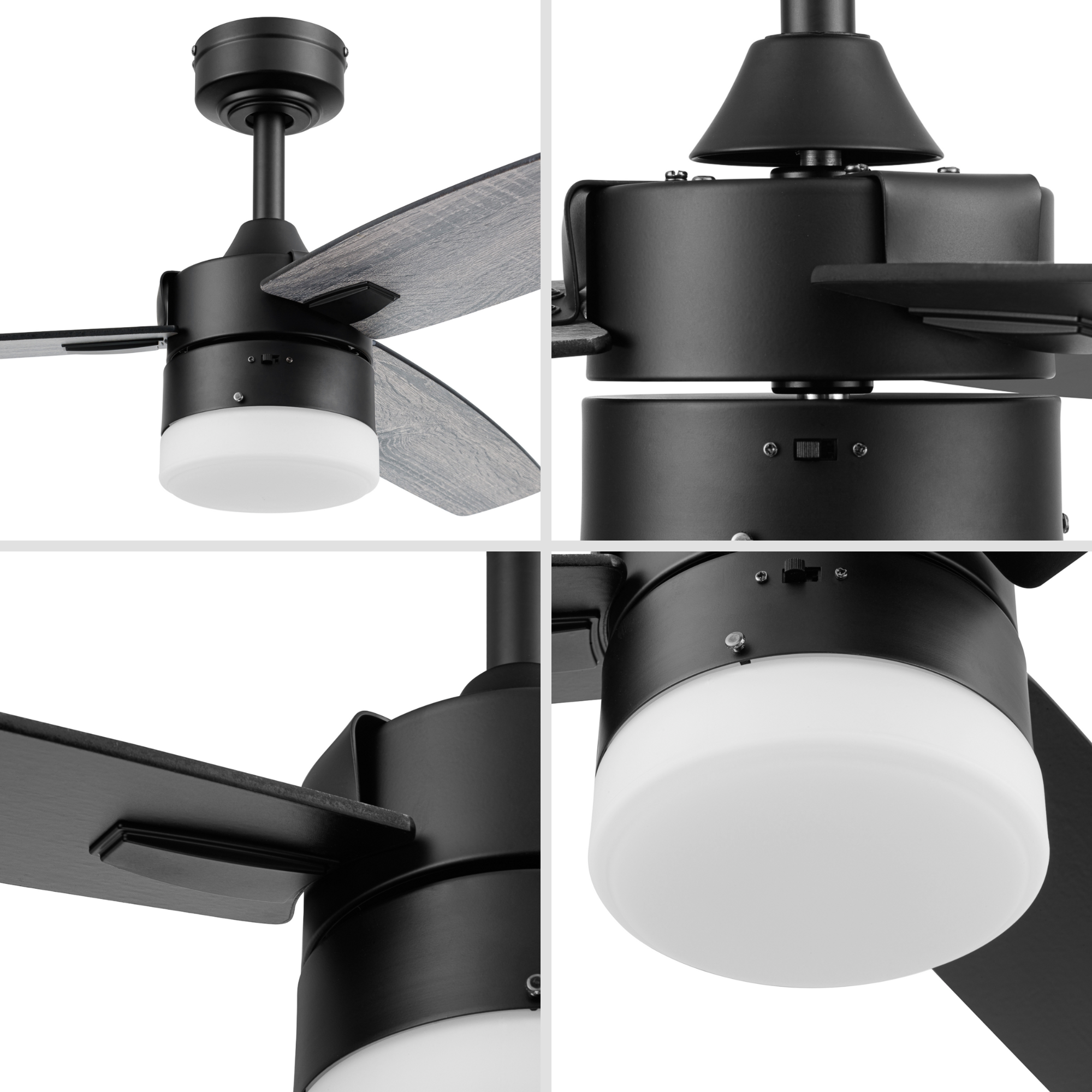 42 Inch Honeywell Conifer Matte Black Ceiling Fan with Light Kit and Remote Control - Perfect for Living Room, Bedroom, and Outdoor Patio Cooling