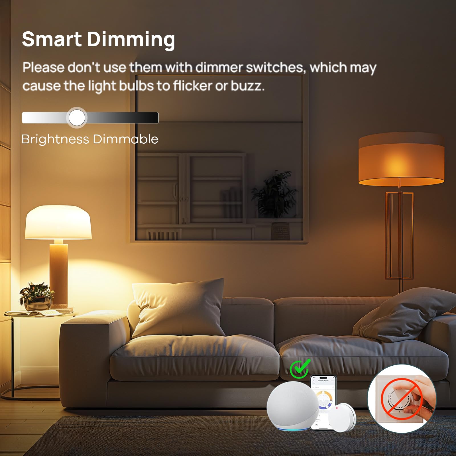 Linkind Smart WiFi Light Bulbs - 6 Pack Color Changing RGBTW LED Bulbs, Works with Alexa & Google Home, A19 E26 Dimmable, No Hub Required, 800 Lumens, 2.4GHz WiFi - Perfect for Bedroom, Living Room & Party Lighting