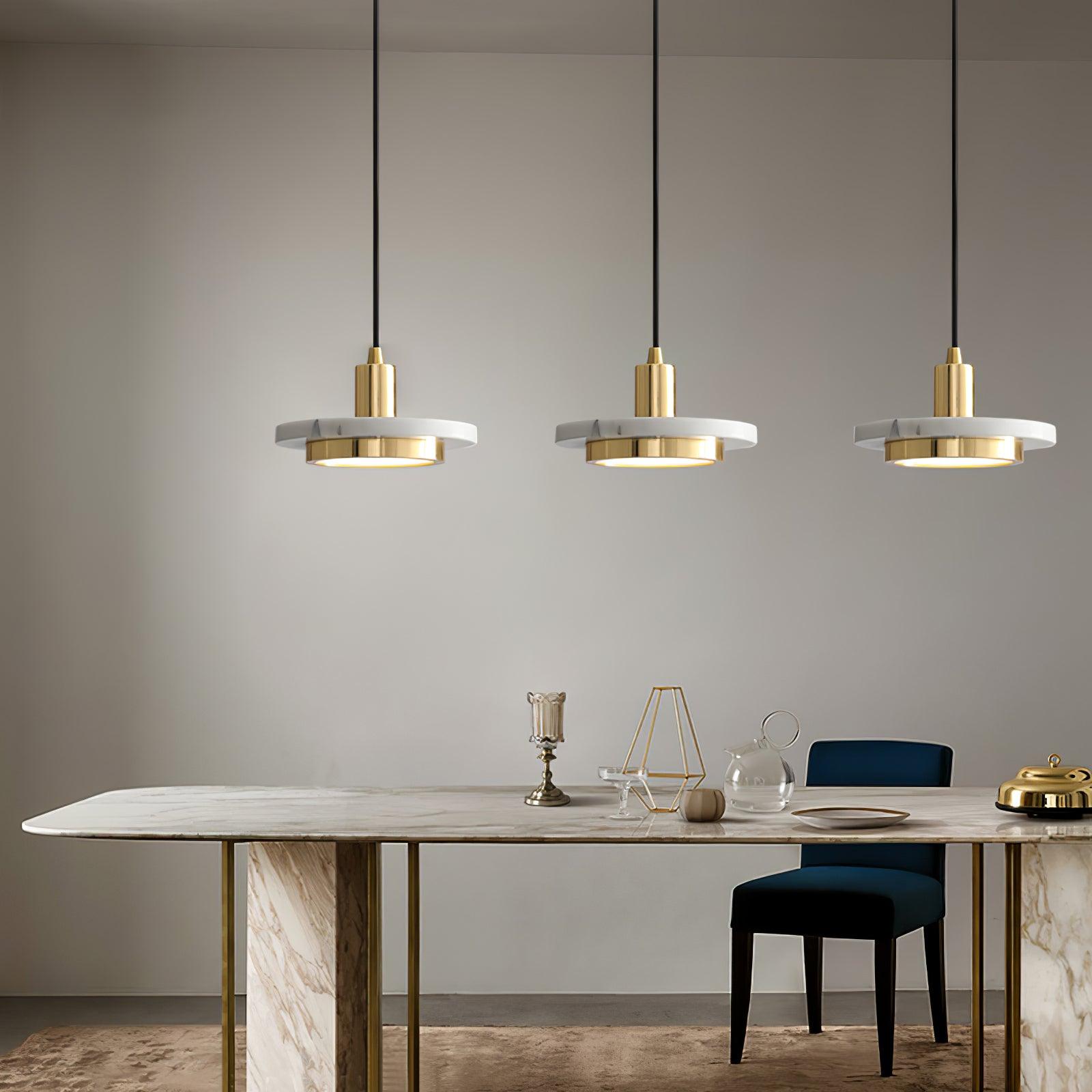 Modern Double Circle Pendant Light - Adjustable Hanging Chandelier for Dining Room, Kitchen Island & Bedroom Lighting