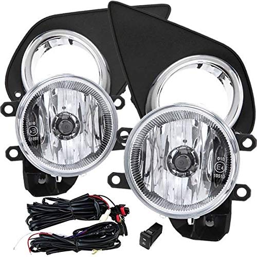 2015-2017 Toyota Yaris Hatchback Fog Light Kit - Clear Lens with Bezels, Wiring Harness, Switch & Halogen Bulbs | Complete Installation Set for Improved Night Driving Visibility