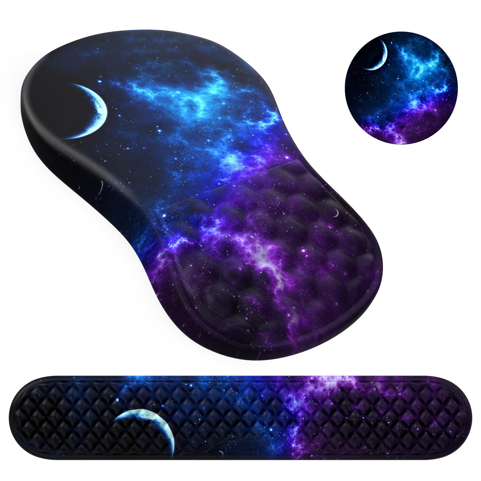 HAOCOO 3-Piece Ergonomic Keyboard and Mouse Pad Set with Wrist Support - Memory Foam Wrist Rest for Office, Gaming & Home Use - Relieves Carpal Tunnel & Wrist Pain - Perfect for Typing, Coding & Long Computer Sessions