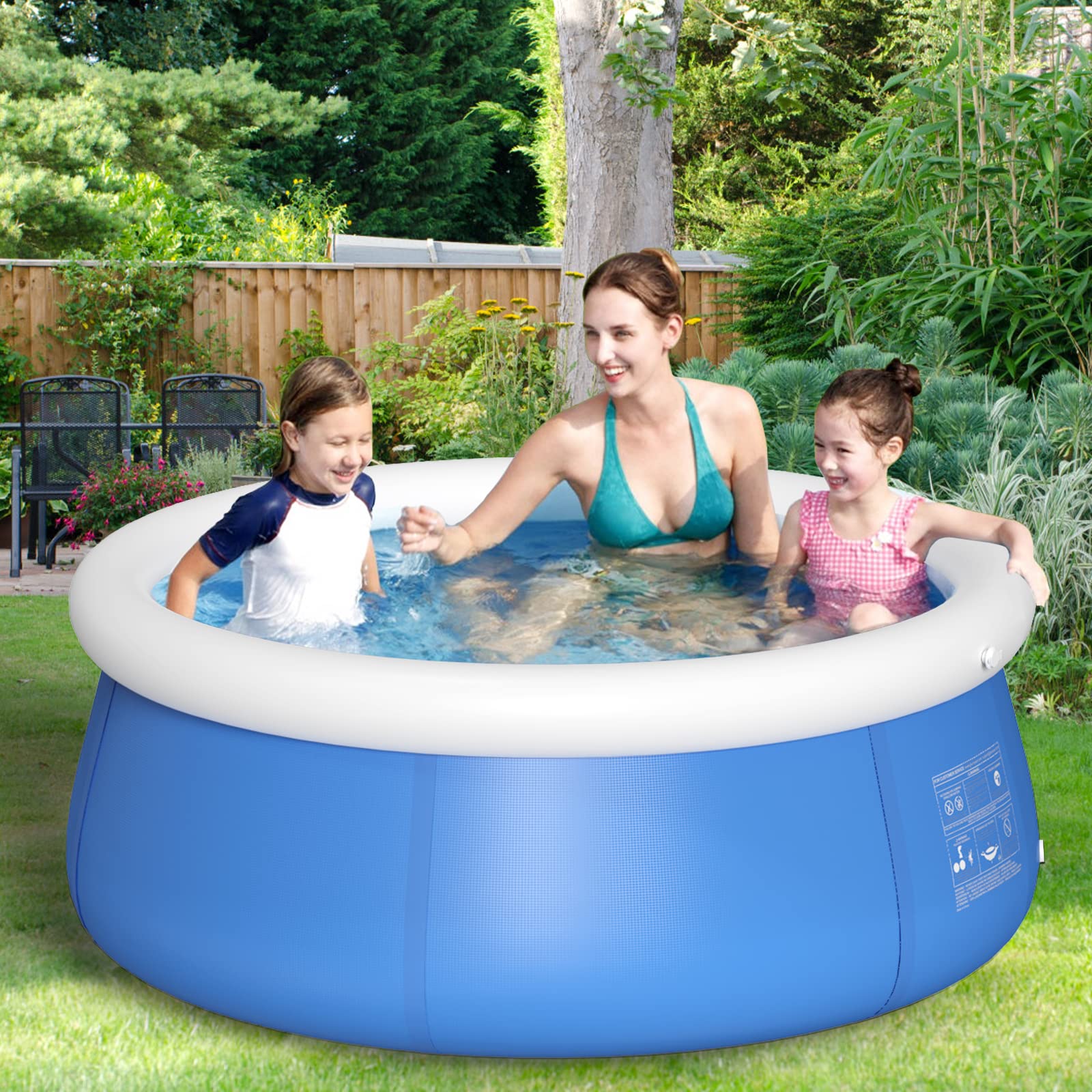 8ft x 25in Inflatable Above Ground Swimming Pool for Kids & Adults - Round Top Ring Wading Pool for Backyard, Garden Summer Fun - Perfect for Family Gatherings, Birthday Parties and Outdoor Relaxation