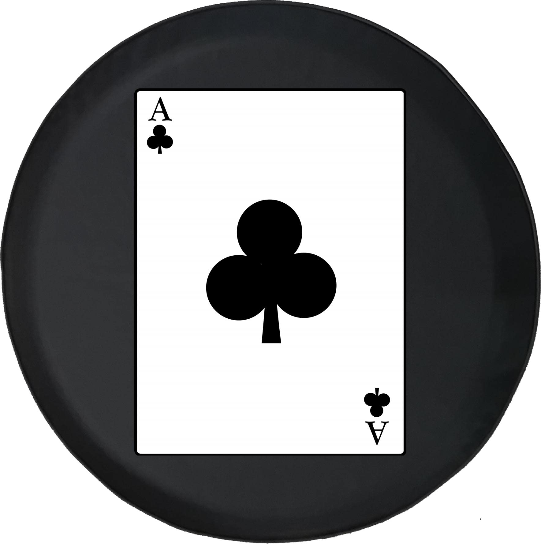 Ace of Clubs Playing Card Deck Black Spare Tire Cover 28 Inch - Durable & Stylish for SUVs, Trucks & RVs - Perfect for Outdoor Travel & Camping Adventures