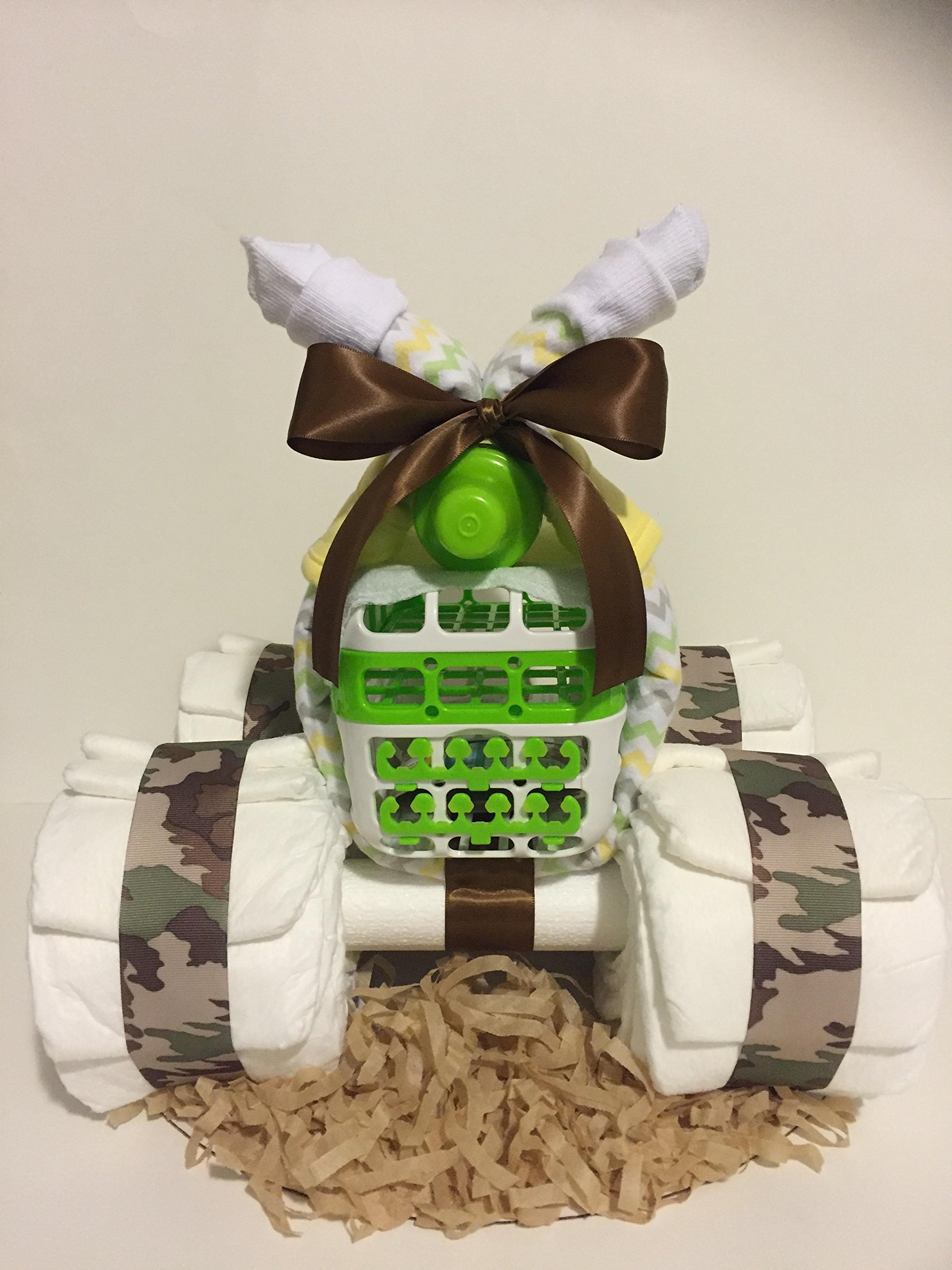 Baby Boy ATV 4-Wheeler Diaper Cake - Unique Newborn Gift for Baby Shower, Gender Reveal & Nursery Decor - Perfect Baby Shower Centerpiece or Mommy & Baby Gift Basket