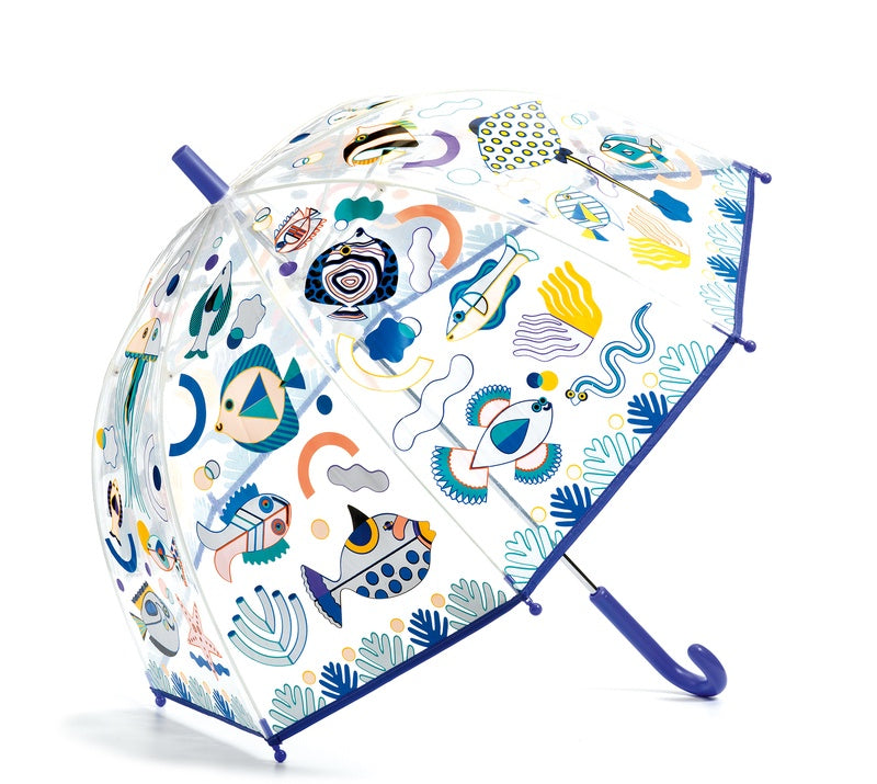 Color Changing PVC Kids Umbrella with Fish Design - Fun & Waterproof Rain Gear for Outdoor Play, Beach, and Pool Parties