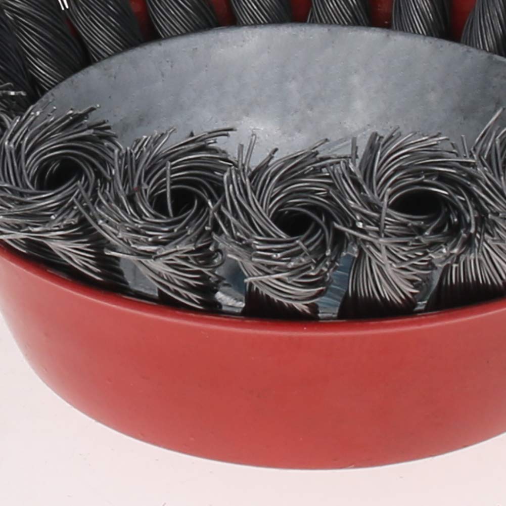 Auniwaig 125mm Twist Knotted Crimped Steel Wire Cup Brush with M14 x 2 Threaded Hole - 2 Pack for Metal Cleaning, Rust Removal & Surface Preparation | Ideal for Automotive, Welding & Industrial Use