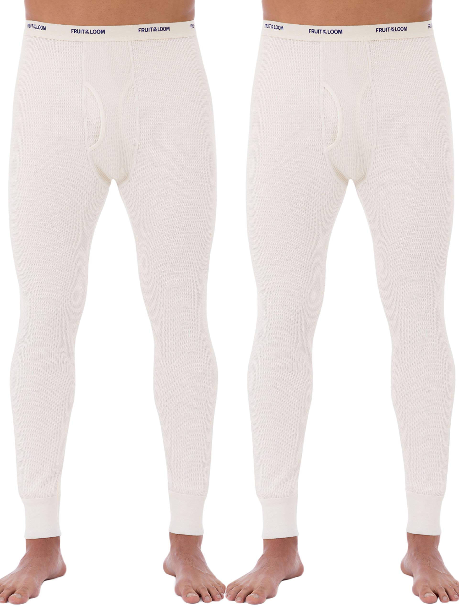 Fruit of the Loom Men's Classic Midweight Waffle Thermal Underwear Bottoms - 1 & 2 Pack Options - Warm Winter Base Layer for Outdoor Activities & Cold Weather Comfort