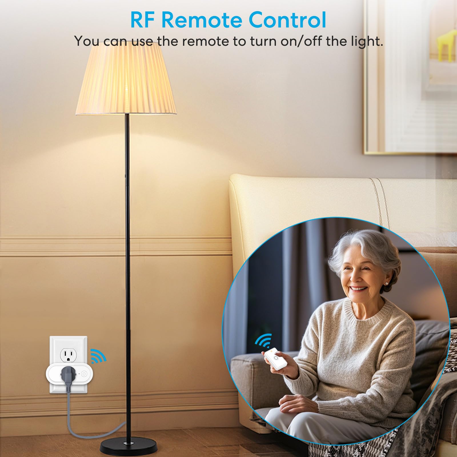 LoraTap RF Remote Control Outlet Plug - Wireless Light Switch for Lamps, Fans & Appliances, 100ft Range, No Wiring Needed, Magnetic Switch with Wall Plate, Expandable Kit (Ideal for Renters & Home Use) - Perfect for Bedroom, Living Room, Office & Smart Home Automation