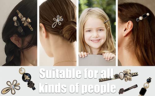 Kidzoo Women's Hair Clips - Fashionable Korean Style Pearl Barrettes Hairpins for Women, Ladies & Girls (5-Piece Black Hair Accessories) - Perfect for Weddings, Parties & Daily Styling